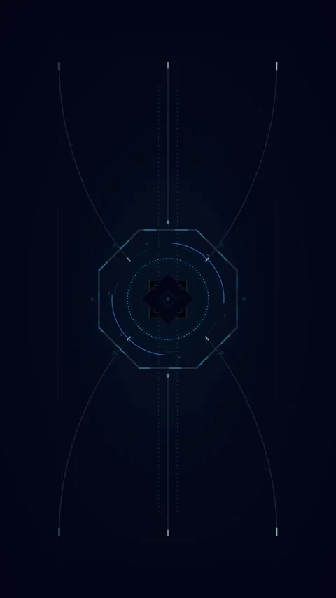 Futuristic hud interface with rotating octagonal data and digital scanning .. Видео 348283472