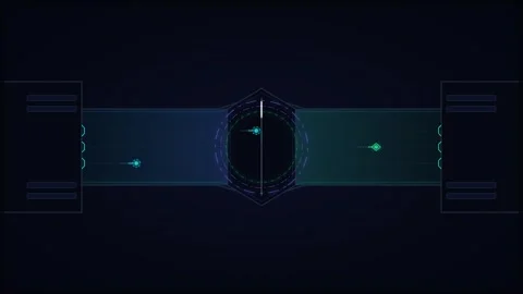 Futuristic hud interface with rotating radar scanner and digital data flow .. 库存影片 344861320