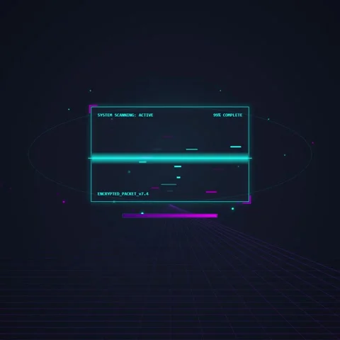 Futuristic HUD Interface Scan Grid Digital Cyberpunk Technology Background Stock Footage 348230370