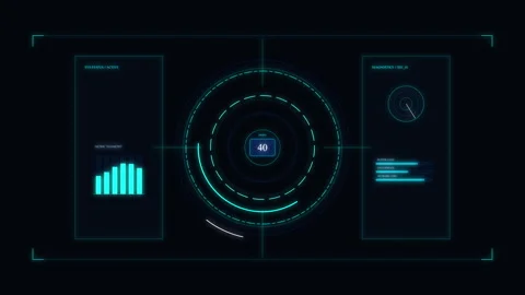 Futuristic hud interface with scanning circle, digital data display, tech d.. Stock Footage 348337632