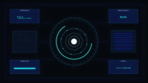 Futuristic hud interface with scanning circle targeting radar data dashboard Stock Footage 348337672