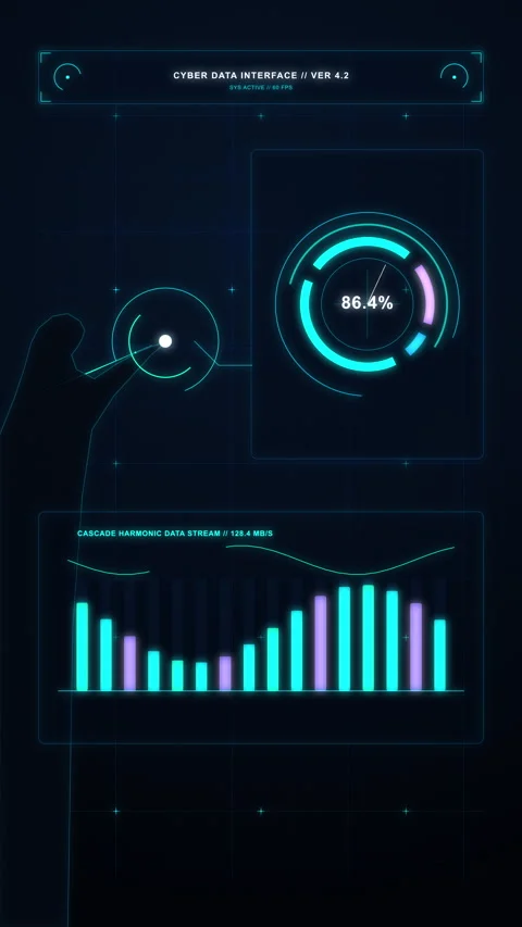 Futuristic hud interface with sci fi holograms, digital data Stock Footage 347573759