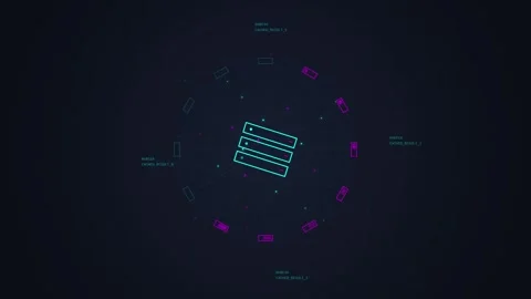 Futuristic HUD Interface: Sci-Fi Digital Display with Neon Grid and Data Ov.. Stock Footage 348794886