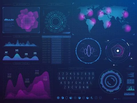 Futuristic hud interface. Science future tech vector ui with infographic Stock Illustration