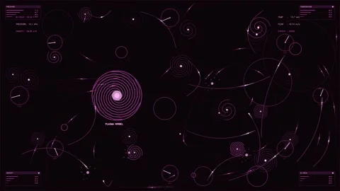 Futuristic HUD interface showing plasma physics telemetry with purple neon .. Stock Footage 334114858