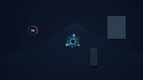 Futuristic HUD Interface Smart Home Protocol With Mobile Override Animation Stock Footage 340785759