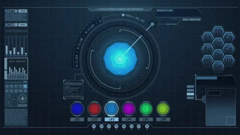 Futuristic HUD Interface for  Sphere Shape with Touch Feedback Animation Stock Footage 278477068