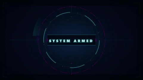 Futuristic hud interface with system armed text notification and digital ta.. Stock Footage 337561405