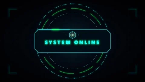 Futuristic hud interface with system online text animation and digital scan.. Stock Footage 337561434