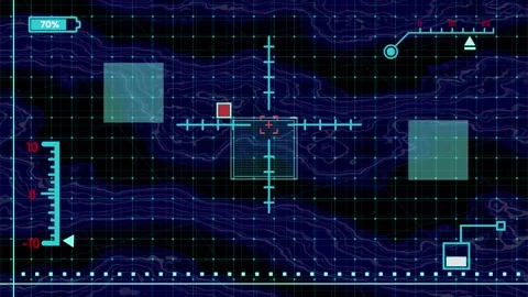 Futuristic HUD Interface with Target Crosshair, Digital Data Elements and T.. Stock Footage 328796906