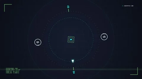 Futuristic HUD Interface with Targeting System and Digital Grid Overlay Stock Footage 348074037