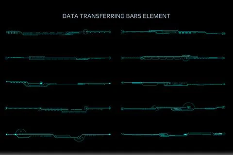 Futuristic HUD Interface Technology Unique Element Set Illustrazione stock