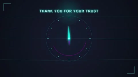 Futuristic HUD Interface with Thank You Message, Digital Clock, and Network.. Stock Footage 348571449