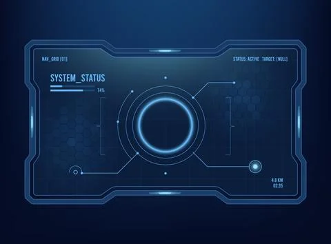Futuristic HUD interface vector design blue sci fi control panel screen. In.. Stock Illustration