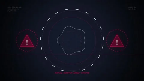 Futuristic HUD Interface with Warning Alerts and Data Visualization Stock Footage 348413643