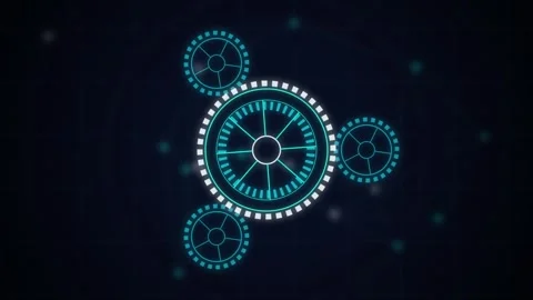 Futuristic HUD interlocking gears rotating seamless loop Stock Footage 344972055