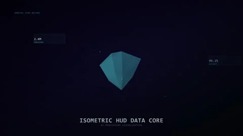 Futuristic Hud Isometric Data Core Visualization for Ai Processing and Digi.. Stock Footage 347362258