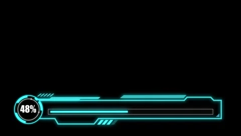 Futuristic HUD Loading Bar Lower Third with Neon Blue Stock Footage 338201883
