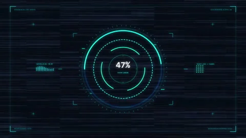 Futuristic hud loading circle animation loop with percentage progress Stock Footage 346738236