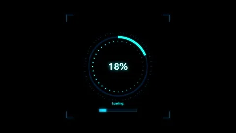 Futuristic HUD loading progress bar cyber circle animation loop Stock Footage 345610594