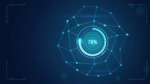 Futuristic HUD Loading Progress Bar Animation on Blue Tech Background Vidéo 347869701
