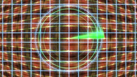 Futuristic HUD locator on an abstract background with highlights. Illustrazione stock