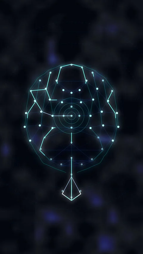 Futuristic HUD loop animation with blue glowing digital geometry data Stock Footage 346634107