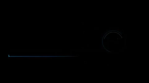 Futuristic HUD lower third element with a glowing blue circular scope and a hori Stock Footage 348115890