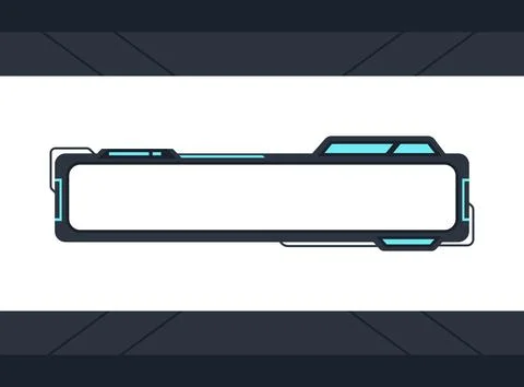 Futuristic HUD lower third graphic element with glowing blue accents on a c.. Illustrazione stock