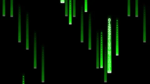 Futuristic HUD Matrix Digital Rain Dense Interface Loop Stock Footage 334593958