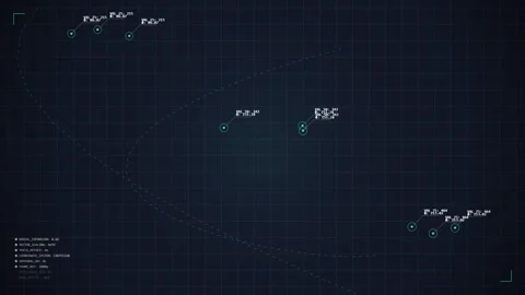Futuristic HUD Navigation Map with Digital Data and Blue Glow Stock Footage 348414348