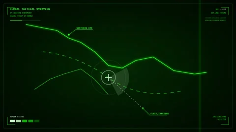 Futuristic HUD Night Vision Tactical Interface Loop Stock Footage 334804300