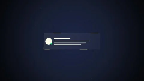 Futuristic HUD Notification Interface on Dark Abstract Background with Part.. Stockbeeldmateriaal 348416233