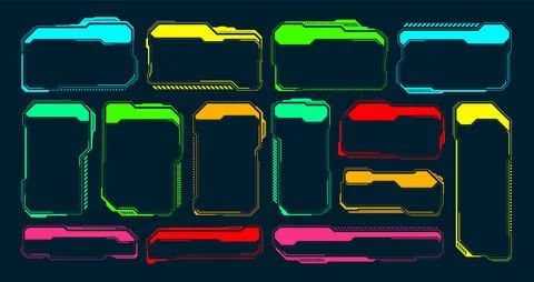 Futuristic HUD or UI elements. Sci-fi user interface text boxes, callouts Stockillustratie