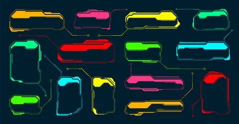 Futuristic HUD or UI elements. Sci-fi user interface text boxes, callouts 库存插图