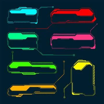 Futuristic HUD or UI elements. Sci-fi user interface text boxes, callouts Stockillustratie