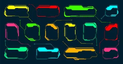 Futuristic HUD or UI elements. Sci-fi user interface text boxes, callouts Stockillustratie