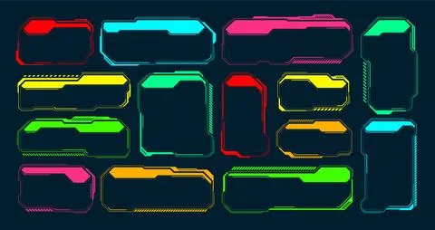 Futuristic HUD or UI elements. Sci-fi user interface text boxes, callouts Illustrazione stock