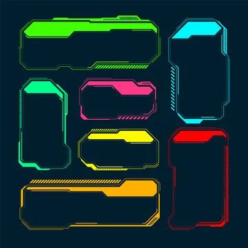 Futuristic HUD or UI elements. Sci-fi user interface text boxes, callouts Illustrazione stock