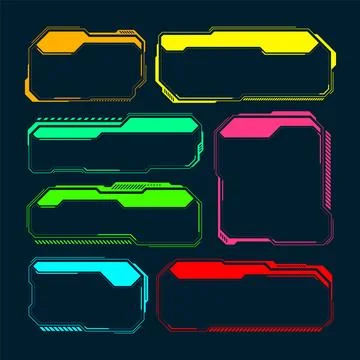 Futuristic HUD or UI elements. Sci-fi user interface text boxes, callouts Stockillustratie