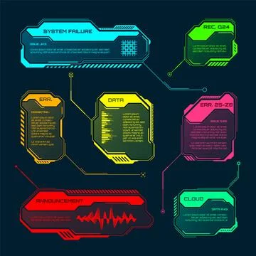 Futuristic HUD or UI elements. Sci-fi user interface text boxes, callouts イラスト素材