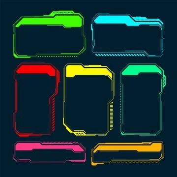 Futuristic HUD or UI elements. Sci-fi user interface text boxes, callouts Stock Illustration