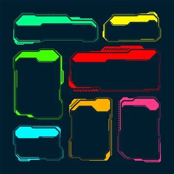 Futuristic HUD or UI elements. Sci-fi user interface text boxes, callouts Stock Illustration