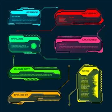 Futuristic HUD or UI elements. Sci-fi user interface text boxes, callouts イラスト素材
