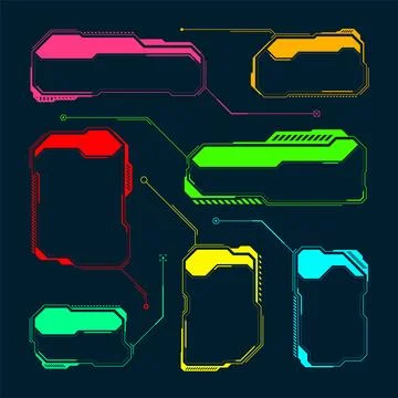 Futuristic HUD or UI elements. Sci-fi user interface text boxes, callouts 스톡 일러스트