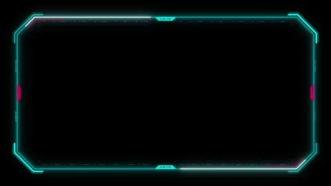 Futuristic hud overlay frame with neon cyan and magenta digital interface h.. Stock Footage 337564235