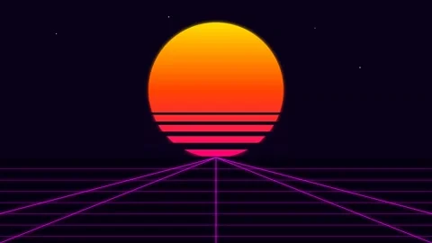 Futuristic HUD Premium Unique 04 Synthwave Sun 4K Interface Loop Stock Footage 334804328