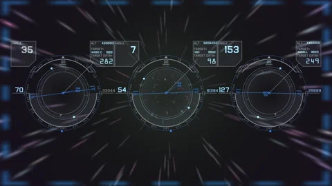 Futuristic HUD Radar Interface With Digital Target Data Elements Video stock 330401621