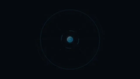 Futuristic hud radar interface with pulsing blue core and rotating circular.. Video stock 344857729