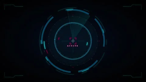 Futuristic hud radar interface with scanning motion and active target overl.. Stock Footage 337565131
